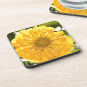 Elegante gele bloemen daisy bier onderzetter (Linkerzijde)