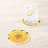 Elegante gele bloemen daisy zandsteen onderzetter (Zijkant)