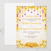 Elegante gele bloemen Maiyan ceremonie uitnodiging (Voorkant / Achterkant)
