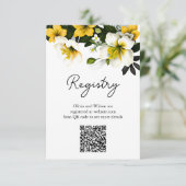 Elegante Gele Bloemen QR Code Trouwregister Informatiekaartje (Staand voorkant)