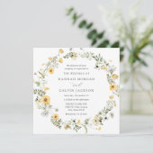 Elegante Gele Bloemen Trouw Uitnodiging (Staand voorkant)