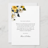 Elegante gele bloemen trouwfoto bedankkaart (Achterkant)