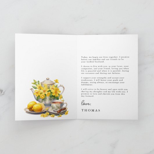 Elegante Gele Bloemen Trouwgeloften Kaart (Binnen)