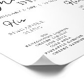 Elegante Gele Bloemen Trouwhandtekening Drinken Poster (Hoek)