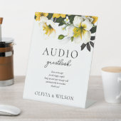 Elegante Gele Bloemen Trouwtelefoon Gastboek Reclamebord Met Voetstuk (Insitu)