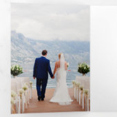 Elegante gele bloemenbruiloft alles in één QR-code Drieluik Uitnodiging (Binnenzijde eerst)