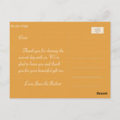 Elegante gele bloemenbruiloft dank u briefkaart. briefkaart (Achterkant)