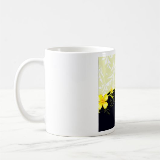 Elegante Gele Bloemendamask Koffiemok (Links)