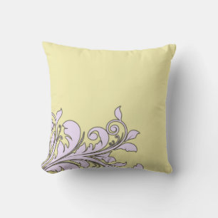 Elegante gele bloemenwervelingen design kussen