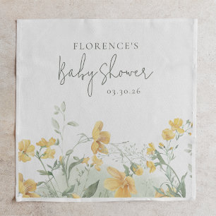 Elegante Gele Bloemige Baby Shower Servet