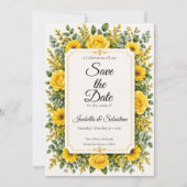 Elegante Gele Bloemige Bruiloft Save The Date (Voorkant)