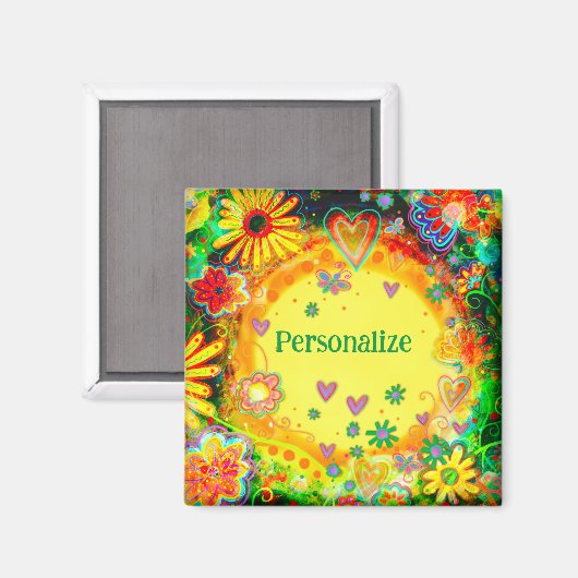 Elegante gele bloemige Gepersonaliseerd inspirativ Magneet (Voorkant / Achterkant)
