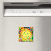 Elegante gele bloemige Gepersonaliseerd inspirativ Magneet (Insitu (Vaatwasser))