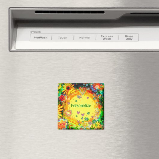 Elegante gele bloemige Gepersonaliseerd inspirativ Magneet (Insitu (Vaatwasser))