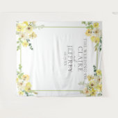 Elegante Gele Bloemige Salie Groene Trouw Achtergr Wandkleed (Voorkant (horizontaal))