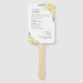 Elegante Gele Bloemige Trouwprogramma Handventilat Handwaaier (Achterkant)