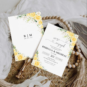 Elegante Gele Bloemige Verlovingsfeest Foam Board Kaart