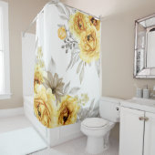 Elegante gele bloemige Waterverf Douchegordijn (In situ)