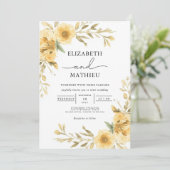 Elegante gele botanische bloementuin bruiloft kaart (Staand voorkant)