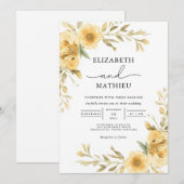 Elegante gele botanische bloementuin bruiloft kaart (Voorkant / Achterkant)