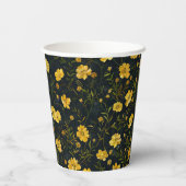 Elegante gele boterbloem bloemen verjaardagsfeestj papieren bekers (Achterkant)