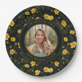 Elegante gele boterbloem bloemen verjaardagsfeestj papieren bordje (Voorkant)