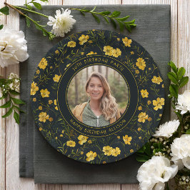 Elegante gele boterbloem bloemen verjaardagsfeestj papieren bordje