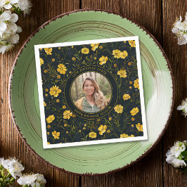 Elegante gele boterbloem bloemen verjaardagsfeestj servet