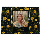 Elegante gele boterbloem foto verjaardag groot cadeauzakje (Voorkant)