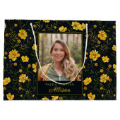 Elegante gele boterbloem foto verjaardag groot cadeauzakje (Achterkant)