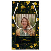 Elegante gele boterbloem foto verjaardag klein cadeauzakje (Achterkant)