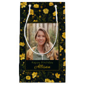 Elegante gele boterbloem foto verjaardag klein cadeauzakje (Voorkant)