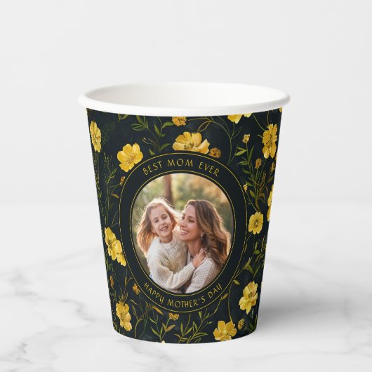 Elegante gele boterbloem Moederdag Papieren Bekers (Voorkant)