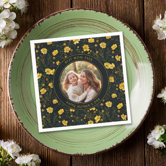 Elegante gele boterbloem Moederdag Servet