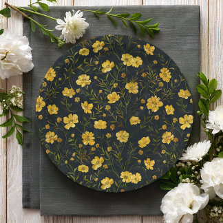 Elegante gele boterbloem patroon partij papieren bordje