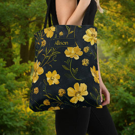 Elegante gele boterbloem tote bag