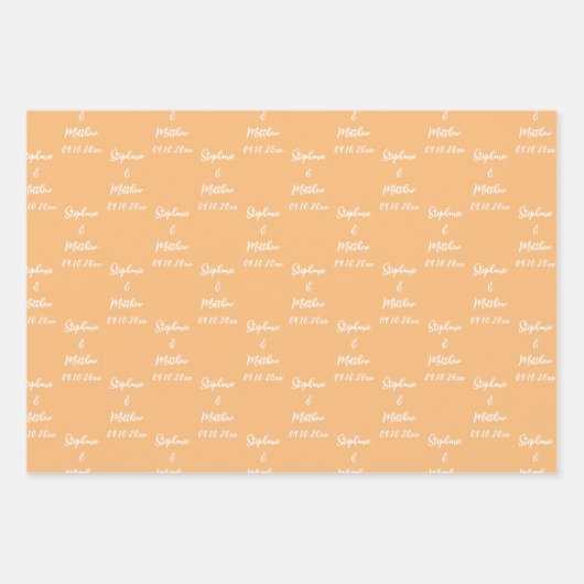 Elegante gele bruid bruidegom namen bruiloften inpakpapier vel (Voorkant 2)