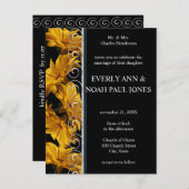 Elegante gele Daisy bruiloft uitnodiging (Voorkant / Achterkant)