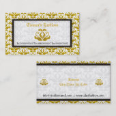 Elegante gele damast mode visitekaartjes (Voorkant / Achterkant)