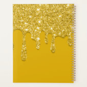 Elegante Gele Drip Glitter Monogram Planner (Achterkant)