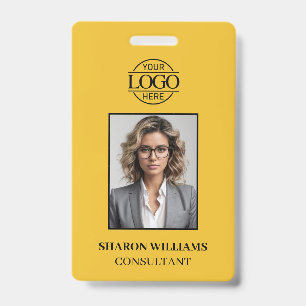 Elegante Gele Eenvoudige Minimalistische Werknemer Badge