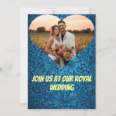 Elegante gele en blauwe huwelijksuitnodiging kaart (Achterkant)