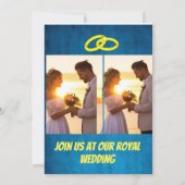 Elegante gele en blauwe huwelijksuitnodiging kaart (Achterkant)