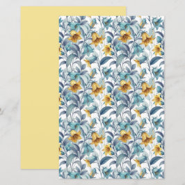 Elegante Gele en Blauwe Tuinbloemen