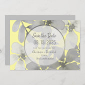 Elegante gele en grijze bruiloft save the date (Voorkant / Achterkant)