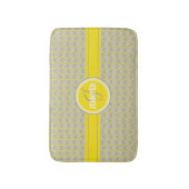 Elegante gele en grijze chevron monogrammed naam badmat (Voorkant Verticaal)