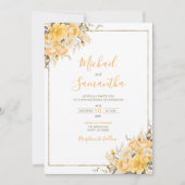Elegante Gele en Ivoorwitte Rozen Bruiloft Kaart (Voorkant)