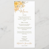 Elegante Gele en Ivoorwitte Rozen Bruiloft Menu (Voorkant)