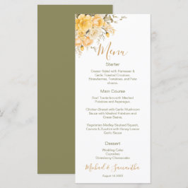 Elegante Gele en Ivoorwitte Rozen Bruiloft Menu