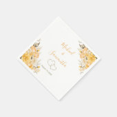 Elegante Gele en Ivoren Rozen Bruiloft Servet (Hoek)